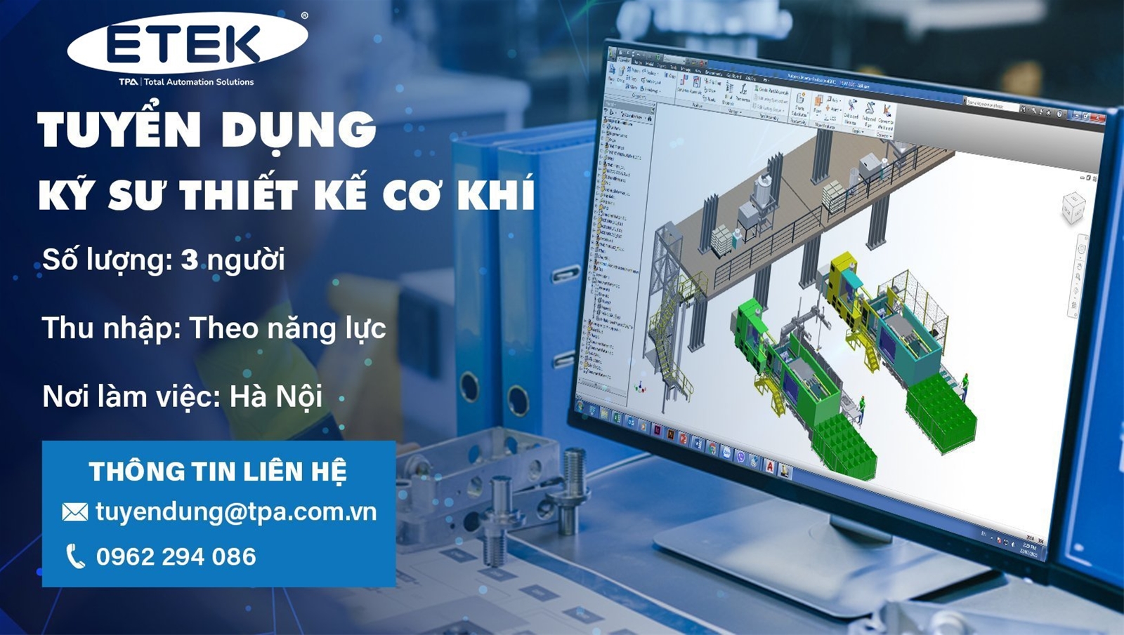 HÀ NỘI - TUYỂN DỤNG KỸ SƯ THIẾT KẾ CƠ KHÍ 