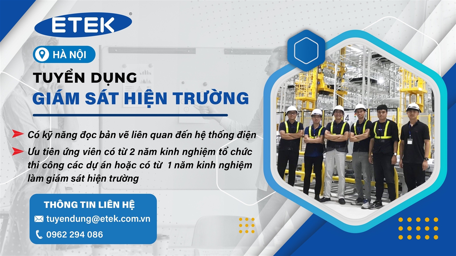 HÀ NỘI - TUYỂN DỤNG GIÁM SÁT HIỆN TRƯỜNG