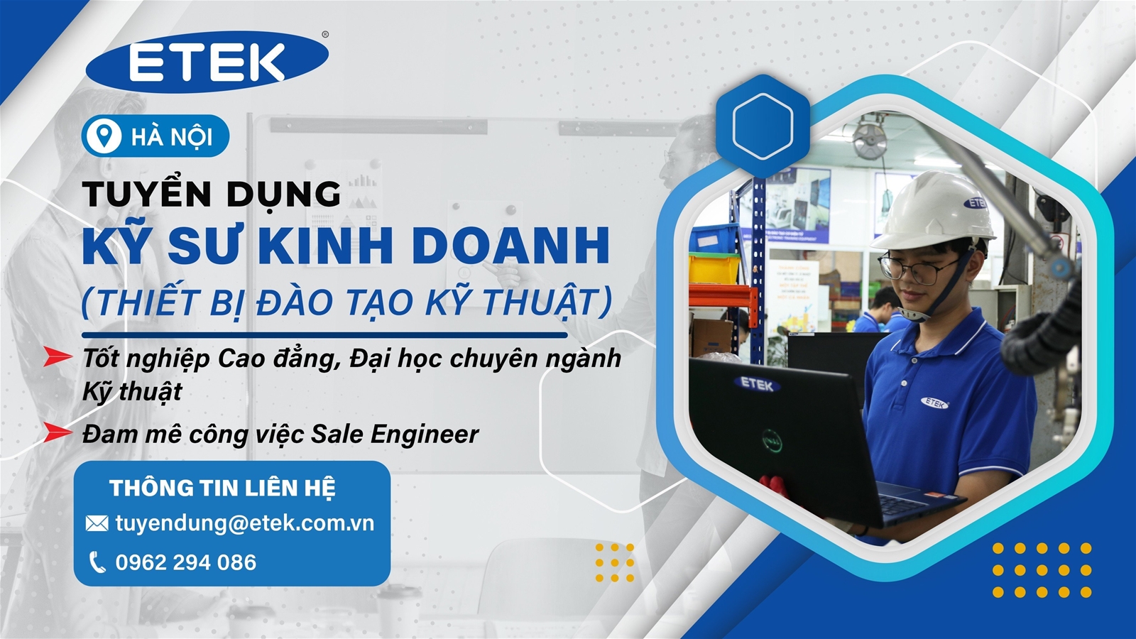 (HÀ NỘI) KỸ SƯ KINH DOANH THIẾT BỊ ĐÀO TẠO KỸ THUẬT