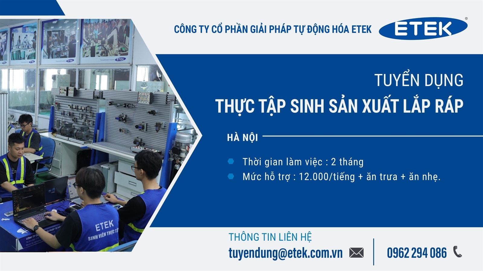 HÀ NỘI - TUYỂN DỤNG THỰC TẬP SINH SẢN XUẤT LẮP RÁP